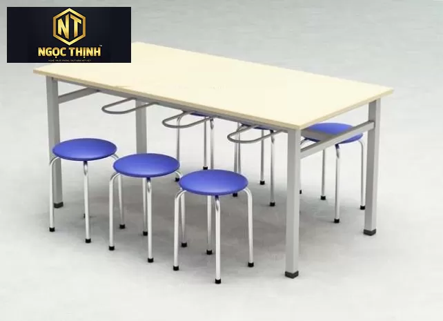 Xưởng Nội Thất Ngọc Thịnh - Bàn ăn công nghiệp có mặt bàn bằng gỗ công nghiệp phủ melamin